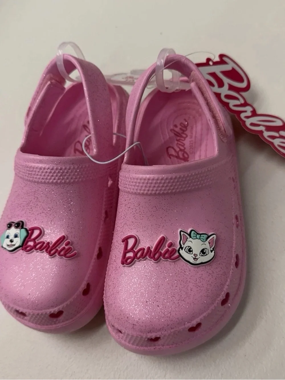Barbie Pink Heart Clog Sandals with Puppy Accent Girls Size 10